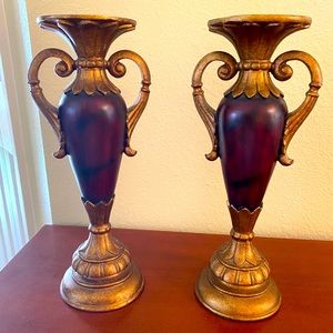 Decorative antique gold candle holders